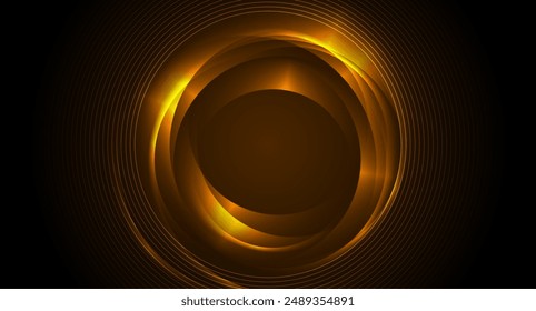 Shiny orange glowing neon circle abstract futuristic background. Technology concept vector design