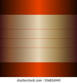 Shiny orange metal with gold background.Three orange lines