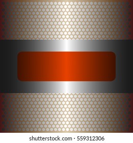 shiny orange metal with silver background.shiny silver metal.gold plate with hexagon holes style design
