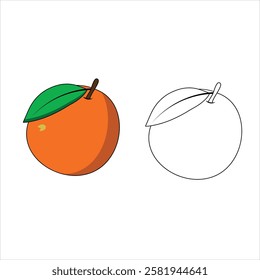 Shiny Orange Vector Illustration with a Leaf