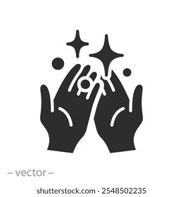 shiny palms, clean hands icon, flat vector illustration