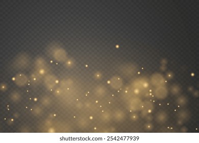 Partículas brillantes de polvo mágico. Sobre un fondo transparente.