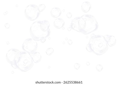 Shiny pastel soap bubbles isolated on white
