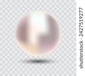 Shiny pearl, beige, purple sphere, vector illustration.