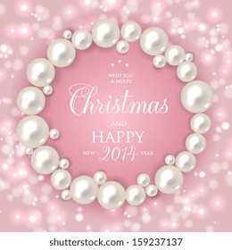 Shiny pearls frame on  background - vector illustration.