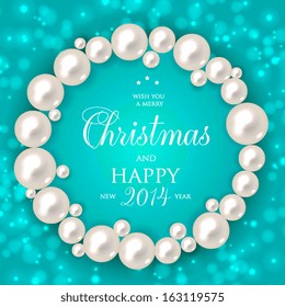 Shiny pearls frame on background - vector illustration.