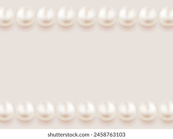 Shiny pearls frame. Vector illustration. Background with pearl. Wedding design with pearl necklace