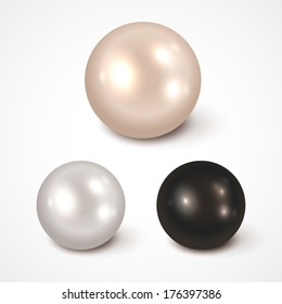 Shiny pearls set - vector illustration.