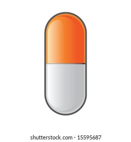 Shiny pill capsule.  Vector illustration.