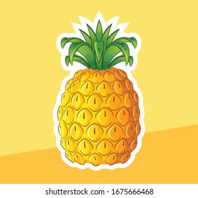 Shiny pineapple cartoon Illustration vector