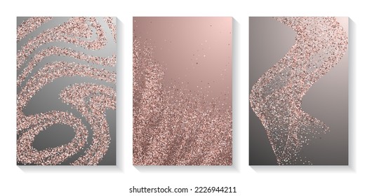 Shiny pink confetti dust scatter pattern. Triangle square circle star particles flying. Holiday decor. Blink scruple elements dot confetti. Party decoration bright splash