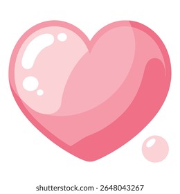 Uma forma de coração rosa brilhante isolada sobre fundo branco expressa amor e afeição