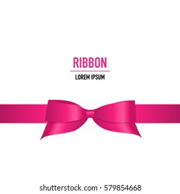 Shiny pink ribbon. Vector illustration.
