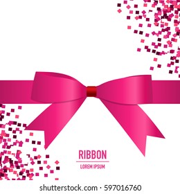 Cinta rosa brillante. Ilustración vectorial.