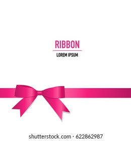 Shiny pink ribbon. Vector illustration.