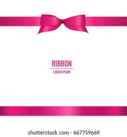 Shiny pink ribbon. Vector illustration.
