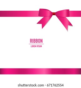 Shiny pink ribbon. Vector illustration.