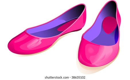 Shiny pink shoes against a white background