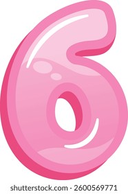 Shiny pink six number vector illustration