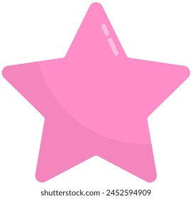 Shiny pink star icon on white background isolated on white background.