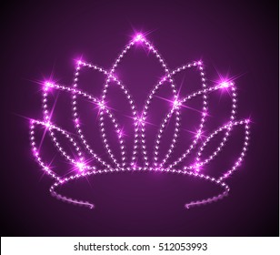 Shiny pink tiara with sparkles - vector diadem illustration, eps10