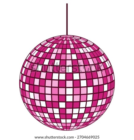 Shiny Pink Tiled Disco Ball Suspended with String for Nightclub