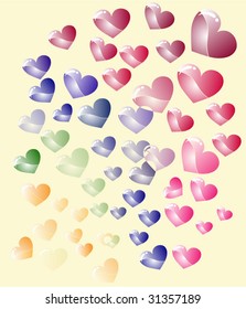 Shiny plastic hearts graphic