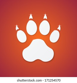 Shiny Plastic Trace of Dog on Orange Background -  Vector Icon.