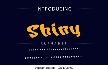 Shiny Playful style font design, childish alphabet letters and numbers vector illustration