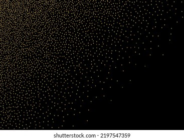 Shiny Polka Transparent Vector Black Background. Bridal Rain Backdrop. Yellow Round Festive Banner. Confetti Bright Illustration.