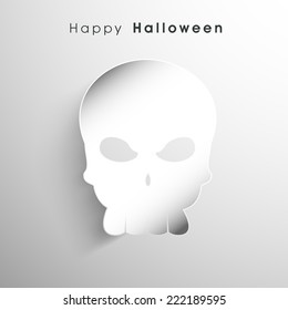 Shiny poster of Happy Halloween with spooky skull.