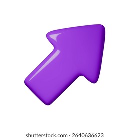 Shiny purple 3D arrow vector illustration, perfect for business presentations, infographics, and web design. Modern, dynamic symbol to denote growth or direction. Trendy graphics.