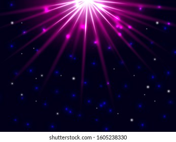 Shiny purple background on a sky. Vector stock illustration for poster