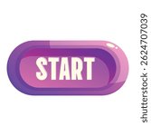 Shiny purple button with the word start inviting the user to begin