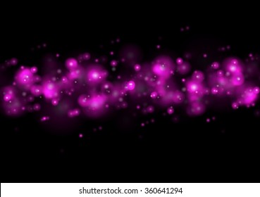 Shiny purple lights abstract background with bokeh effect. Graphic vector design illustration