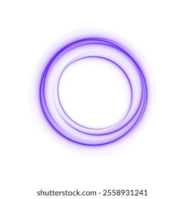 Shiny Purple Neon Circle: Glowing Round Light Frame with Motion and Speed Lines for Modern Graphics