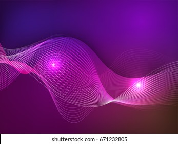 Shiny purple waves on abstract background.