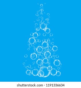 Shiny quality group of bubbles rising from bottom to top. Vector illustration.