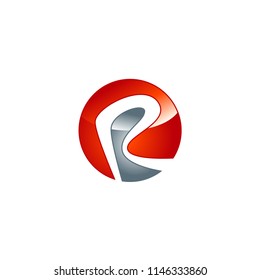 Shiny r letter with circle vector logo design