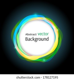 Shiny rainbow circles background. Vector illustration with space for your text.