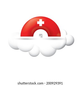 Shiny rainbow design concept in Swiss flag style
