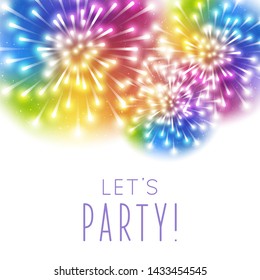 Shiny rainbow firework on white background for Your holiday design