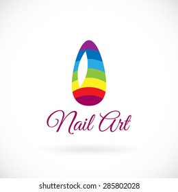 Shiny rainbow logo nail. Vector version