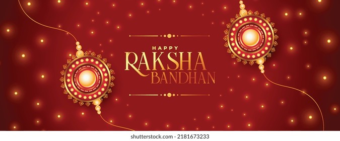 shiny raksha bandhan festival wishes banner design