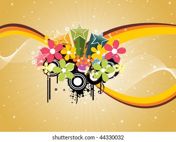 shiny rays background with wave, grungy creative artwork