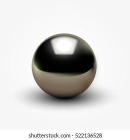 Shiny realistic black pearl on white background, vector illustration
