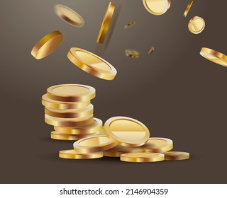 Shiny realistic gold coins, great for promotion banner or game background.