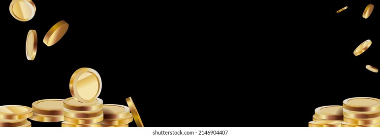 Shiny realistic gold coins, great for promotion banner or game background.