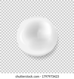 Shiny realistic white pearl icon on white background isolated on white background. Vector illustration. Eps 10