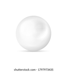 Shiny realistic white pearl icon on white background isolated on white background. Vector illustration. Eps 10